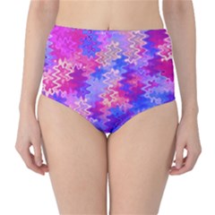 Pink And Purple Marble Waves High-waist Bikini Bottoms