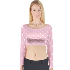 Pink Polka Dots Long Sleeve Crop Top by LokisStuffnMore