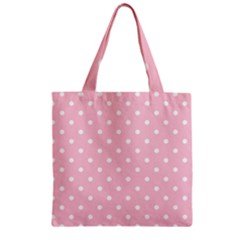 Pink Polka Dots Zipper Grocery Tote Bags