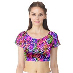 Swirly Twirly Colors Short Sleeve Crop Top by KirstenStar