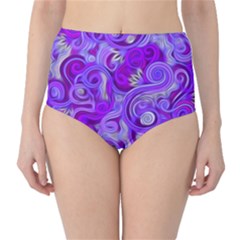 Lavender Swirls High-waist Bikini Bottoms by KirstenStar