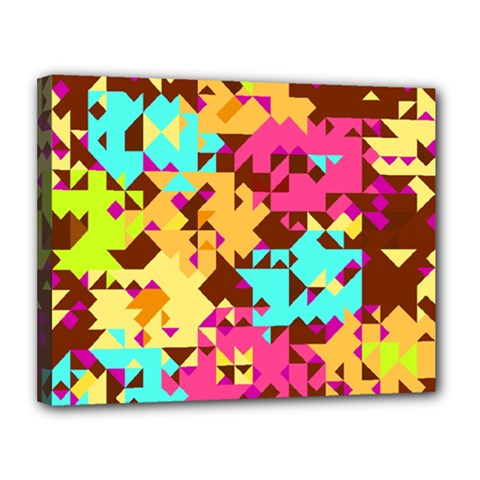 Shapes In Retro Colors Canvas 14  X 11  (stretched)