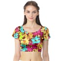 Shapes in retro colors Short Sleeve Crop Top View1