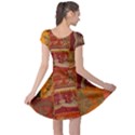 India Print Realism Fabric Art Cap Sleeve Dresses View2