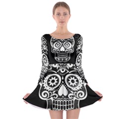 Skull Long Sleeve Skater Dress