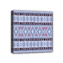 Fancy Tribal Border Pattern Blue Mini Canvas 4  x 4  View1