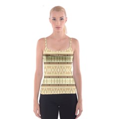 Fancy Tribal Border Pattern Beige Spaghetti Strap Tops by ImpressiveMoments