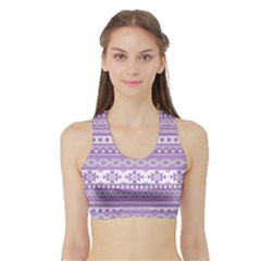 Fancy Tribal Borders Lilac Women s Sports Bra With Border by ImpressiveMoments