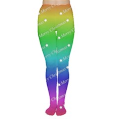 Merry Christmas,text,rainbow Women s Tights by ImpressiveMoments