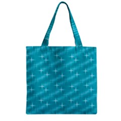 Many Stars,aqua Zipper Grocery Tote Bags