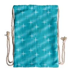 Many Stars,aqua Drawstring Bag (Large)