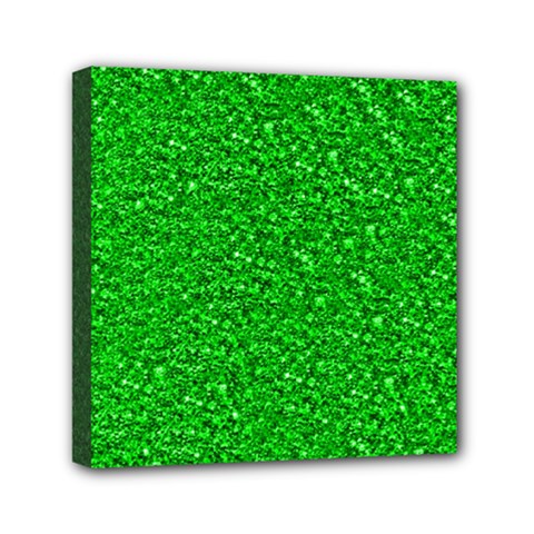 Sparkling Glitter Neon Green Mini Canvas 6  X 6  by ImpressiveMoments