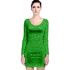 Sparkling Glitter Neon Green Long Sleeve Bodycon Dresses by ImpressiveMoments