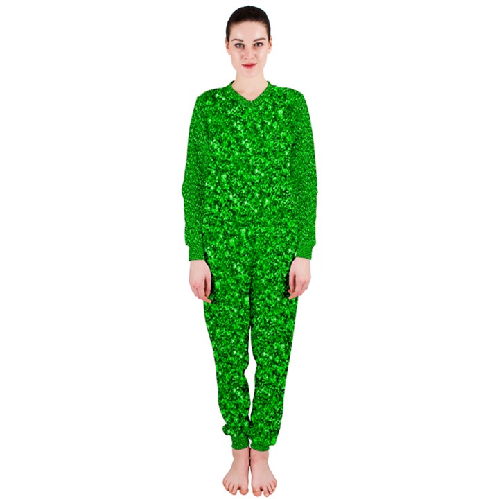 Sparkling Glitter Neon Green OnePiece Jumpsuit (Ladies) 
