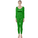 Sparkling Glitter Neon Green Long Sleeve Catsuit View1