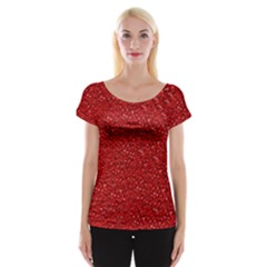 Sparkling Glitter Red Women s Cap Sleeve Top by ImpressiveMoments