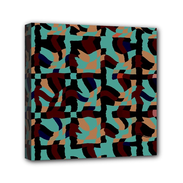 Distorted shapes in retro colors Mini Canvas 6  x 6  (Stretched)