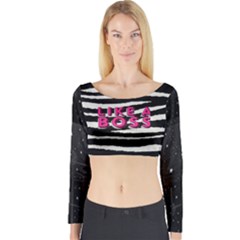 Black White Tiger  Long Sleeve Crop Top (tight Fit)