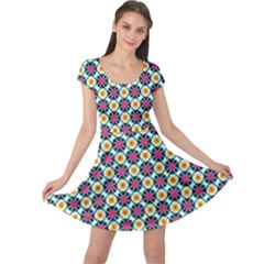 Cute Abstract Pattern Background Cap Sleeve Dresses by GardenOfOphir