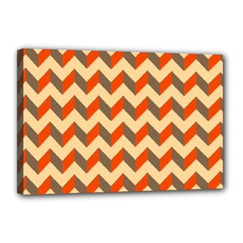 Modern Retro Chevron Patchwork Pattern  Canvas 18  X 12  by GardenOfOphir