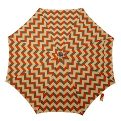 Modern Retro Chevron Patchwork Pattern  Hook Handle Umbrellas (medium) by GardenOfOphir