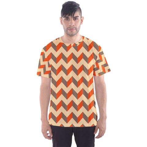 Modern Retro Chevron Patchwork Pattern  Men s Sport Mesh Tees by GardenOfOphir