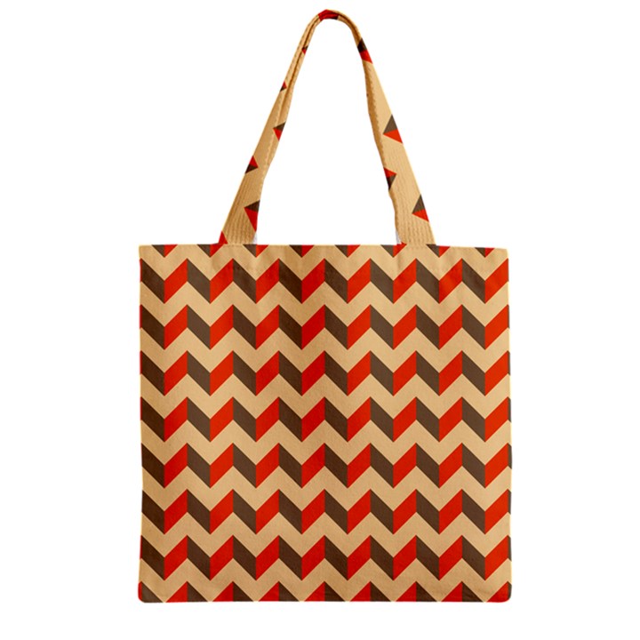 Modern Retro Chevron Patchwork Pattern  Zipper Grocery Tote Bags