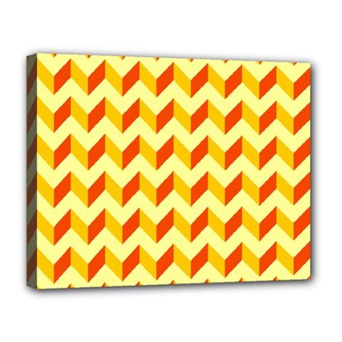 Modern Retro Chevron Patchwork Pattern  Canvas 14  x 11 