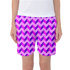 Modern Retro Chevron Patchwork Pattern Women s Basketball Shorts