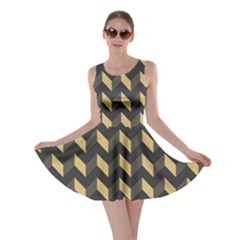 Modern Retro Chevron Patchwork Pattern Skater Dresses by GardenOfOphir