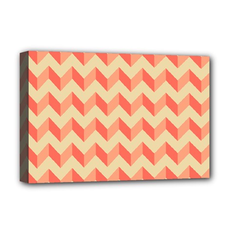 Modern Retro Chevron Patchwork Pattern Deluxe Canvas 18  X 12   by GardenOfOphir