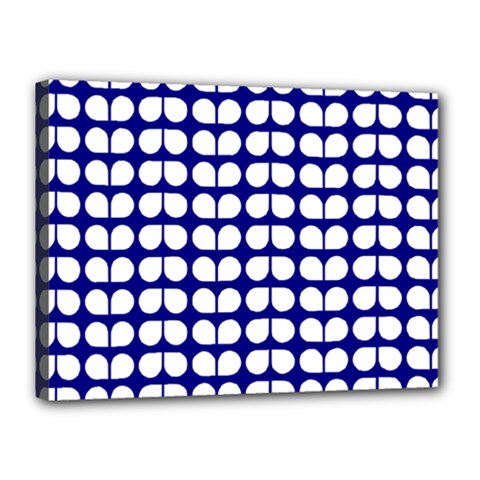 Blue And White Leaf Pattern Canvas 16  X 12  by GardenOfOphir