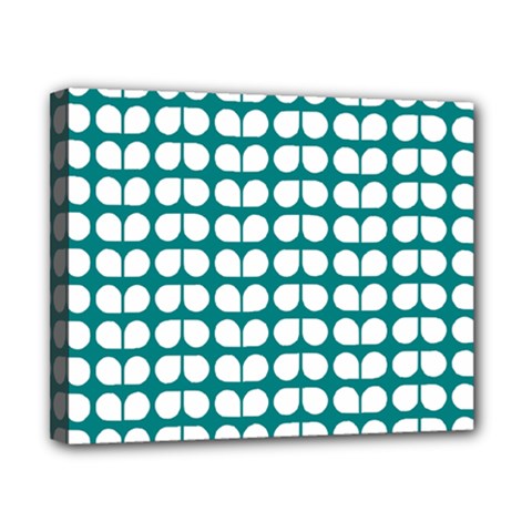Teal And White Leaf Pattern Canvas 10  X 8  by GardenOfOphir