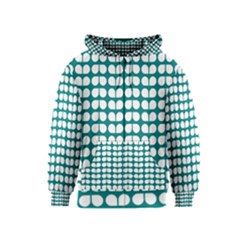 Teal And White Leaf Pattern Kids Zipper Hoodies by GardenOfOphir