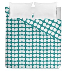 Teal And White Leaf Pattern Duvet Cover (full/queen Size) by GardenOfOphir