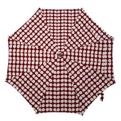Red And White Leaf Pattern Hook Handle Umbrellas (medium) by GardenOfOphir