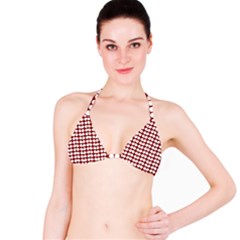 Red And White Leaf Pattern Bikini Tops by GardenOfOphir