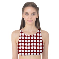 Red And White Leaf Pattern Tank Bikini Top by GardenOfOphir