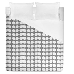 Gray And White Leaf Pattern Duvet Cover Single Side (full/queen Size) by GardenOfOphir