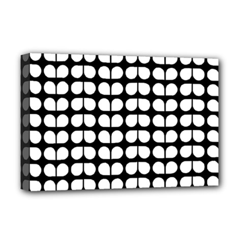 Black And White Leaf Pattern Deluxe Canvas 18  X 12   by GardenOfOphir