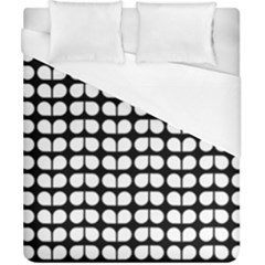Black And White Leaf Pattern Duvet Cover Single Side (double Size) by GardenOfOphir