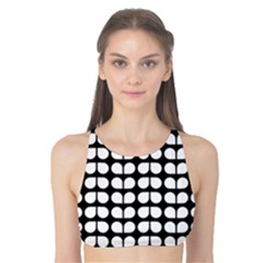 Black And White Leaf Pattern Tank Bikini Top by GardenOfOphir