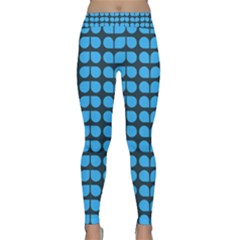 Blue Gray Leaf Pattern Yoga Leggings by GardenOfOphir