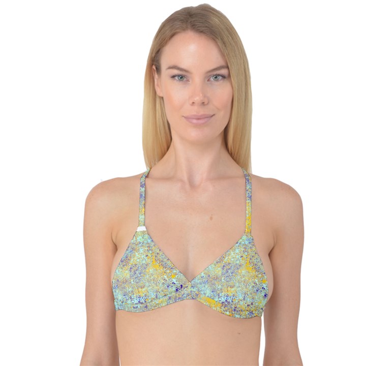 Abstract Earth Tones With Blue  Reversible Tri Bikini Tops