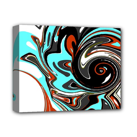 Abstract In Aqua, Orange, And Black Deluxe Canvas 14  X 11  by digitaldivadesigns