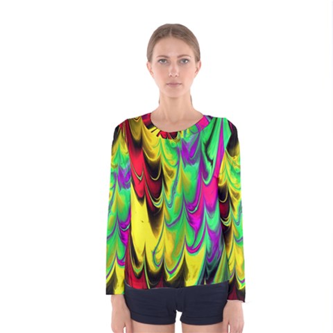 Fractal Marbled 14 Women s Long Sleeve T-shirts by ImpressiveMoments
