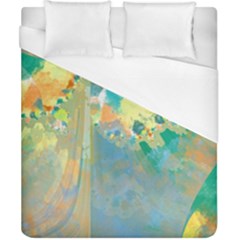 Abstract Flower Design In Turquoise And Yellows Duvet Cover Single Side (double Size) by digitaldivadesigns