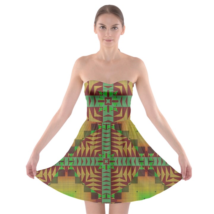 Tribal shapes pattern Strapless Bra Top Dress