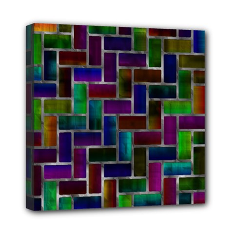Colorful Rectangles Pattern Mini Canvas 8  X 8  (stretched) by LalyLauraFLM