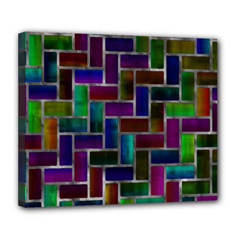 Colorful Rectangles Pattern Deluxe Canvas 24  X 20  (stretched) by LalyLauraFLM